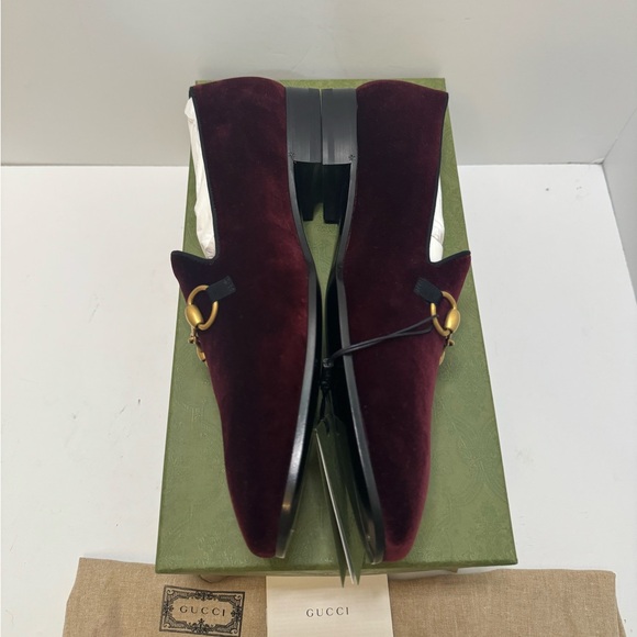 Men’s Gucci Horse Bit Burgundy Velvet Loafers size 11 fits 12 US - Picture 2 of 9
